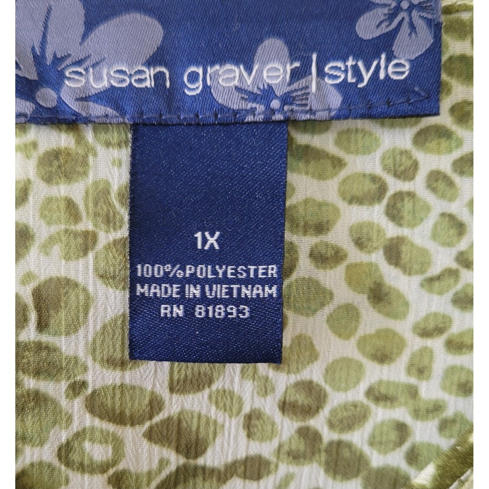 Susan Graver Style Tunic Tops 1X Sheer Lot Of 3 Purple Green Blue Longsleeve - Picture 7 of 16